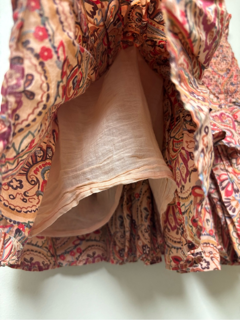 House of Harlow 1960 Boho Ruffle Skirt 100% Cotton Paisley Rust Brown - Medium - Picture 4 of 8